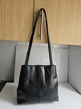 SUZY SMITH DESIGNER WOMENS BLACK REAL LEATHER TOTE HOBO SHOULDER SATCHEL HANDBAG