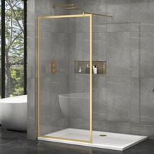 Brushed Brass Walk In Wet Room Shower Screen For Enclosure 8mm Glass 1950mm Tall