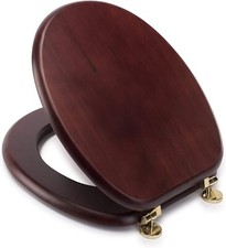 18" MDF WC TOILET SEAT QUICK EASY FIT UNIVERSAL BATHROOM 18INCH - MAHOGANY