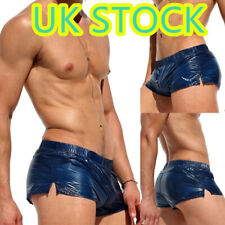 UK Mens Shiny Glossy Boxer Shorts Elastic Waist Hot Pants Underwear Swimwear