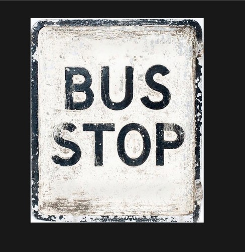 Bus stop metal sign - bus,