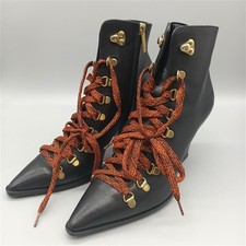 Santoni Black Leather lace and