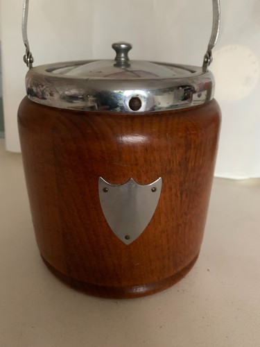 Vintage oak biscuit barrel - oak,