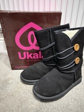 Ukala Micah Women's Suede Wool Lined Winter Boots Size UK 6 BLACK