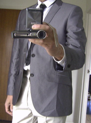 Silver grey suit jacket - suit,