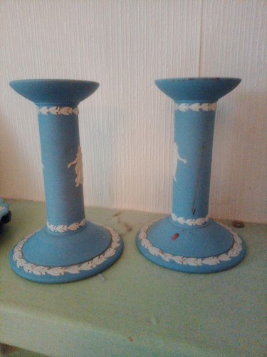 Wedgwood blue jasperware pair - jasperware,