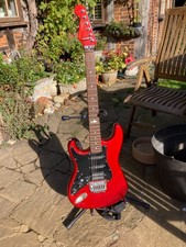VINTAGE MARLIN SIDEWINDER L/HANDED ELECTRIC GUITAR CANDY RED 1980's + extras
