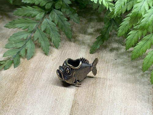 Brass piranha fish bead edc - brass,