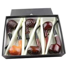 6x Smoking Pipes Box Set Smoking Pipe Novelty Gift For Him Father's Day Birthday
