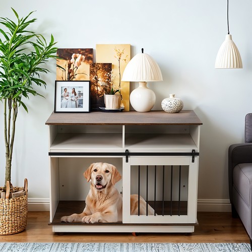 Rustic dog crate - dog, furniture
