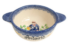 Vintage Hand Painted French Bowl 'Antoine' Coutances Décore Main