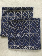 Primark pair of navy gold geometric design cushion covers