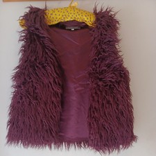 Banana Moon Retro  Burgundy Faux Fur Gilet / Waistcoat  Size M