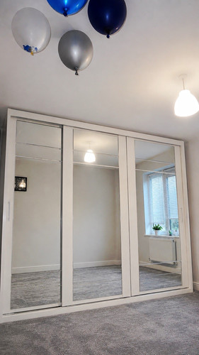 White door sliding mirrored - door,