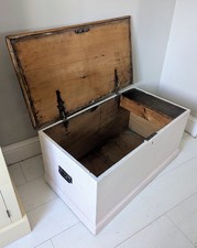 Antique Pine Blanket Box Large Chest Trunk Painted Pale Pink Delivery Available 