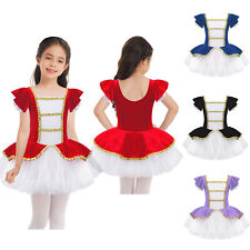 UK Girls Band Majorette Tutu Dress Patchwork Costume Performance Leotard Xmas