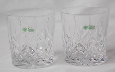 PAIR GALWAY IRISH CRYSTAL CUT GLASS WHISKY GLASSES TUMBLERS LARGE SIZE UNUSED