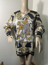 VINTAGE Renato Nucci Paris 100% Silk Baroque Scarf Print Blouse Tunic