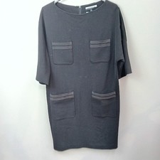 Jaeger Virgin Wool Shift Dress Size Medium Black WRDC