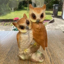 VINTAGE JEMA HOLLAND POTTERY PAIR OF OWLS ON BRANCH HOLLAND no 304 VG CONDITION