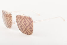 FENDI 406 Gold Brown / Brown Logo Mirrored Sunglasses FF 0406/S 01Q 61mm