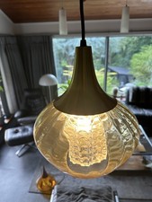 Vintage 1970s Swedish Light Amber Glass Onion Double Shade Ceiling Light