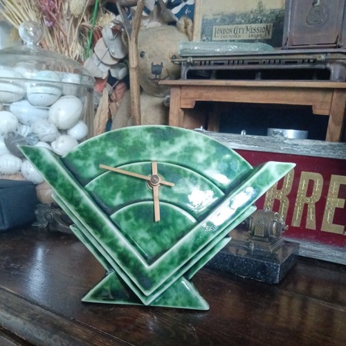 Art deco mantle clock fan - art,