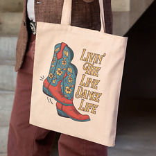 Cowboy Boots Tote Bag - Line Dancing Tap Dance Retro Vintage Doodle Gift Present