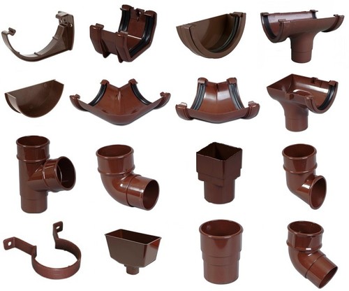 Brown round guttering - round,
