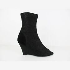 STUNNING WOMENS ACNE LEATHER ANKLE BOOTS BLACK SNAKE SUEDE EDGY ROCK 5 38