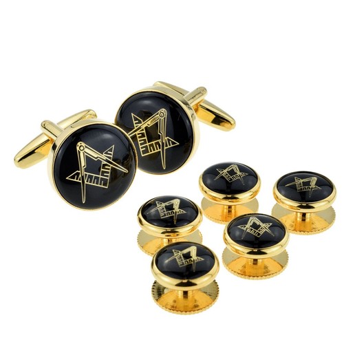 Black gold enamelled masonic - black, &