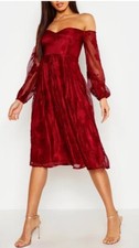 BOOHOO Red Dress strapless