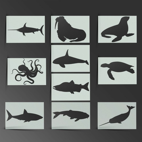 Animal stencil sea - animal, shark