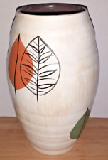 VINTAGE POTTERY VASE BRENTLEIGH WARE ORANGE GREEN MID CENTURY CERAMIC 1950’S