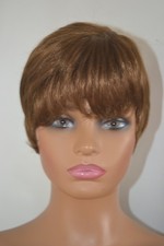 women's short brown pixie cut wig with fringe
