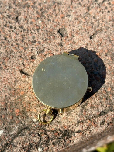 Antique brass pocket compass - antique,