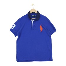 Vintage Ralph Lauren Polo Shirt Mens Size XL Blue Big Pony Slim Fit