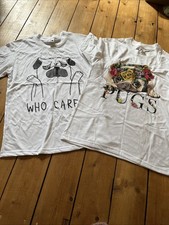2 X Pug Dog T-shirts. Size Small. New Without Tags