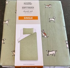 Dogs reversible duvet cover green / white - Single size with 1 pillow case- new