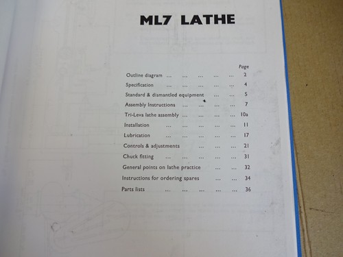Myford ml7 lathe - operation, and