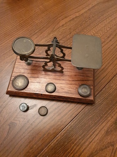 Antique brass postal scales - antique,