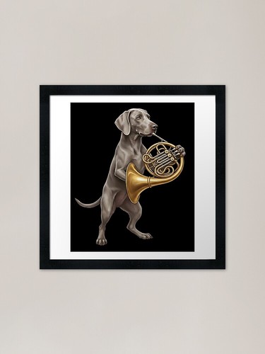 Weimaraner playing french - weimaraner, horn