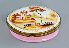 ANTIQUE GEORGIAN BILSTON ENAMEL PATCH SNUFF TRINKET BOX CHURCH SCENE