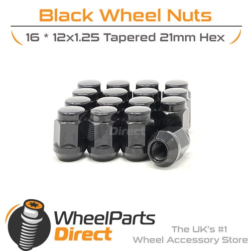 Wheel nuts 12x1 black - wheel, (16)