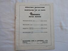 Ransomes vintage mowers Meteor-Four, Matador, Majestic, Pathfinder Instructions