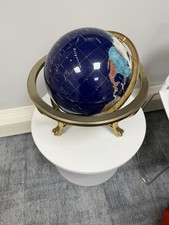 Very Large Lapis Gemstone World Globe