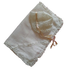 Doll Teddy Collecors Items, Vintage Dolls  Bonnet and Pram Pillowcase