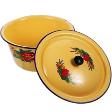  Vintage Home Enamel Ware Lidded Bowl Basin Enamelware Bowls with Cover