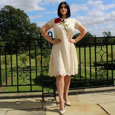 Cream Lace A-Line Midi Dress