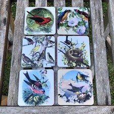 The British Birds Collection Coasters - Set Of 6, Metal Cork